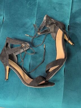 Forever 21 Black Suede Lace-Up Heels